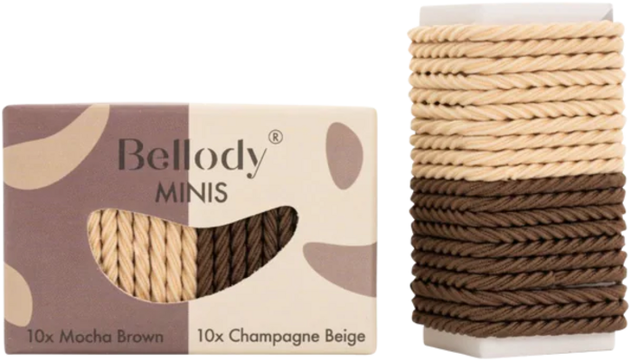 Bellody – Mini Haargummis Braun/Beige