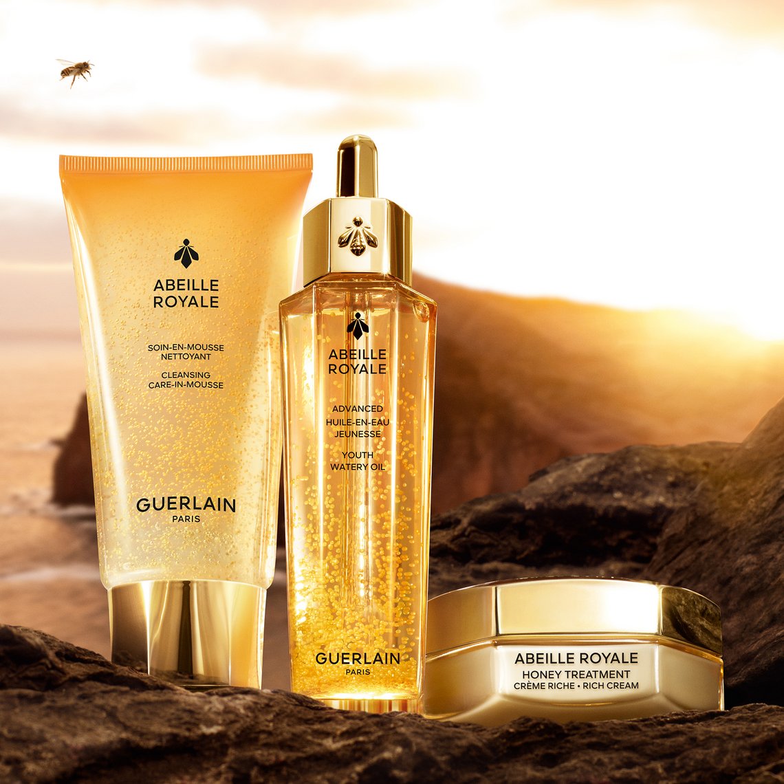 Drei Produkte aus der Abeille Royale-Reihe von GUERLAIN